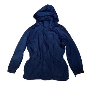 Eddie Bauer Navy Blue Weatheredge Waterproof/Breathable Hooded Coat Size Large